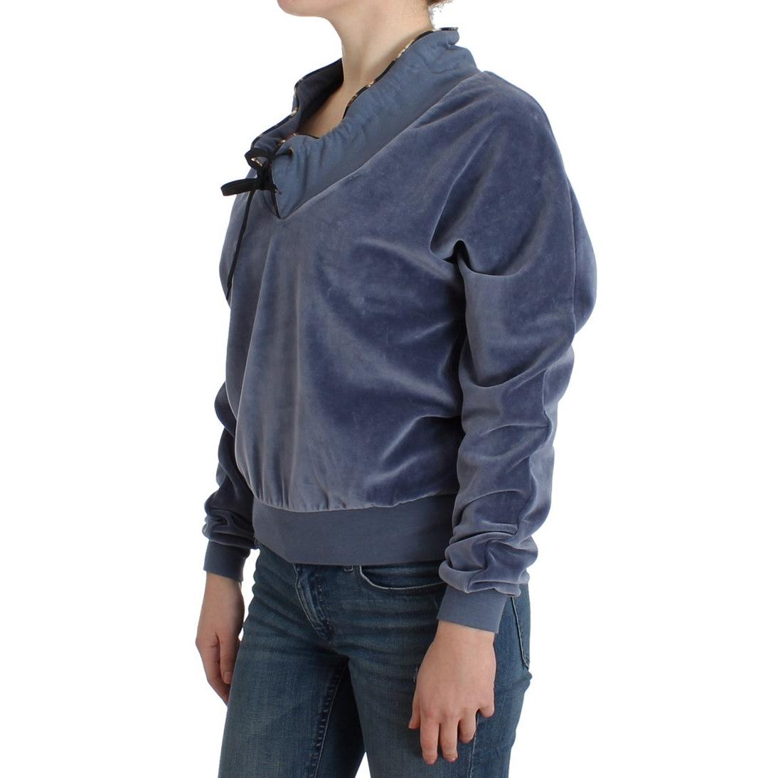 Blue velvet cotton sweater - coffeewithmee2