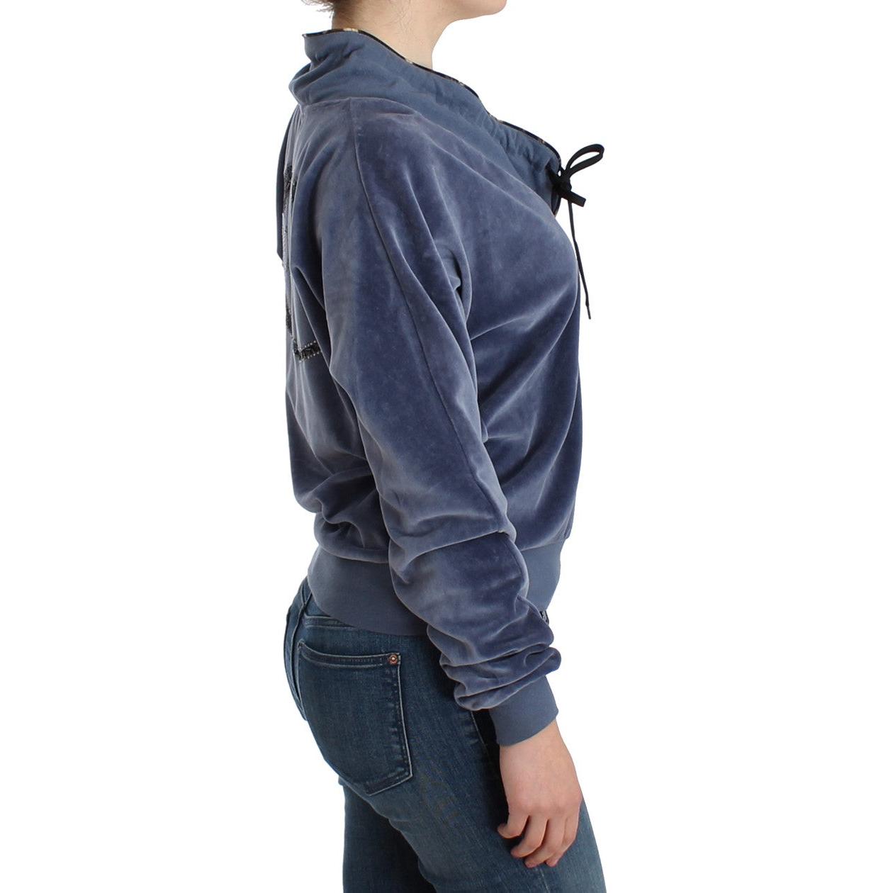 Blue velvet cotton sweater - coffeewithmee2