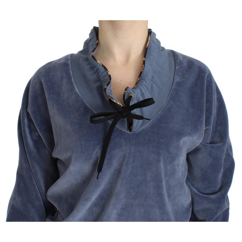 Blue velvet cotton sweater - coffeewithmee2
