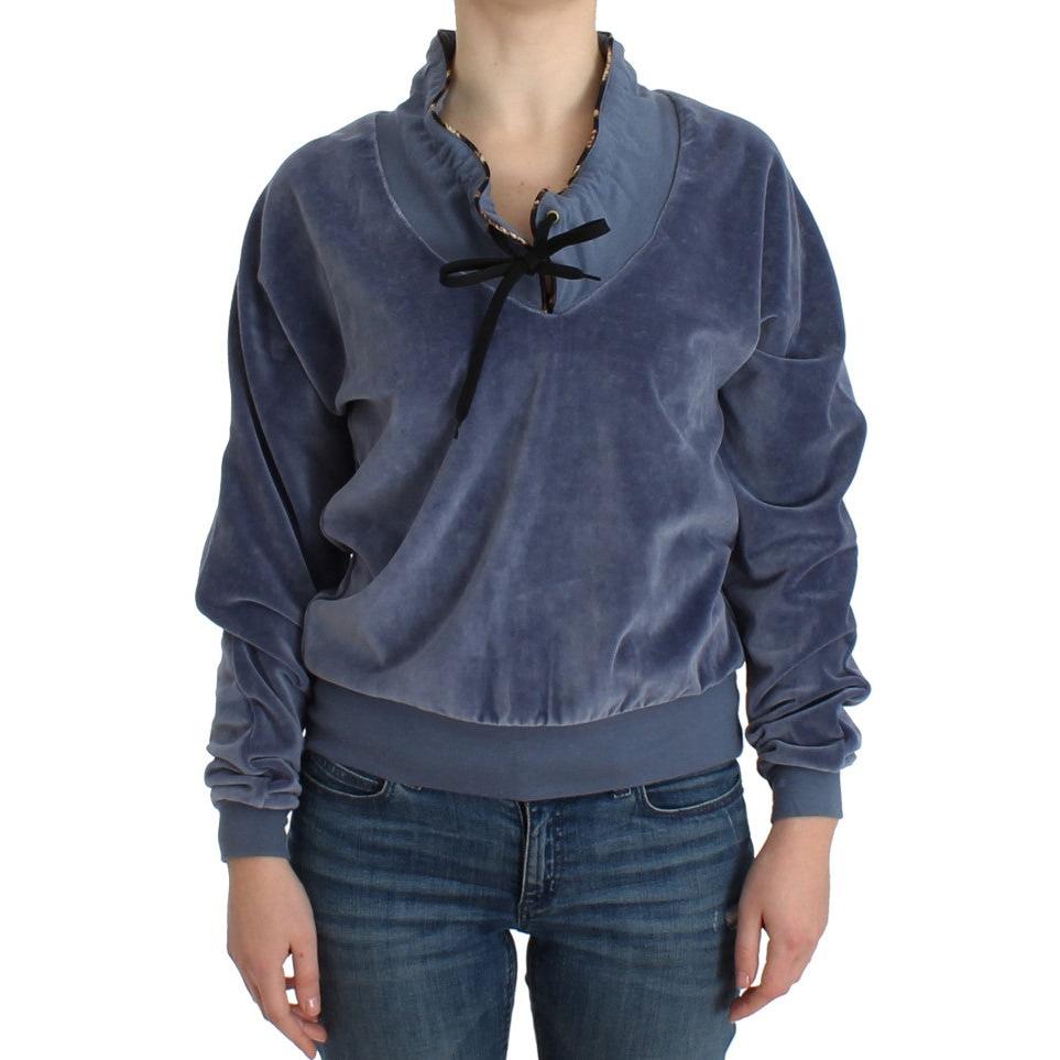 Blue velvet cotton sweater - coffeewithmee2