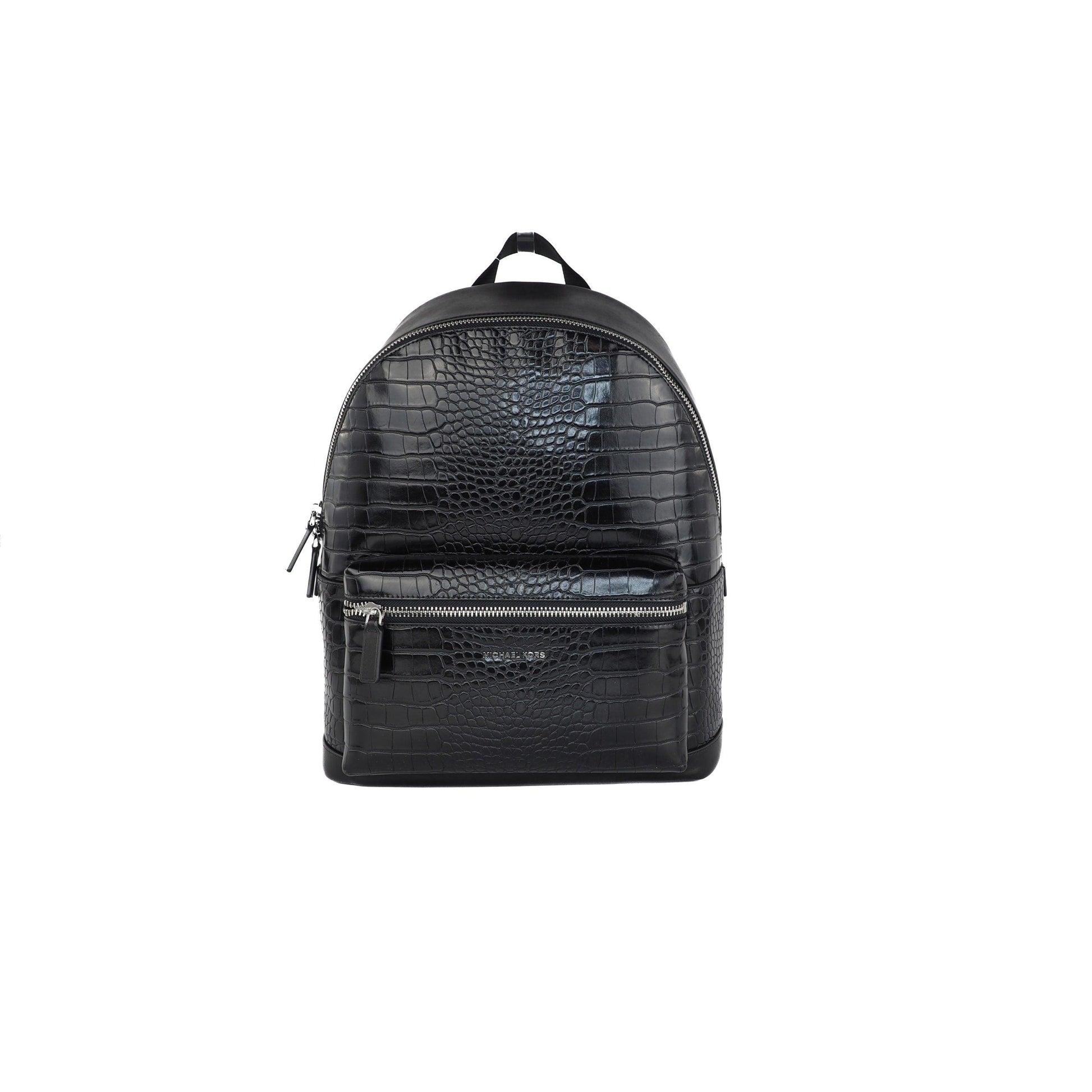 Cooper Crocodile Embossed Leather Backpack Bookbag (Black) - coffeewithmee2