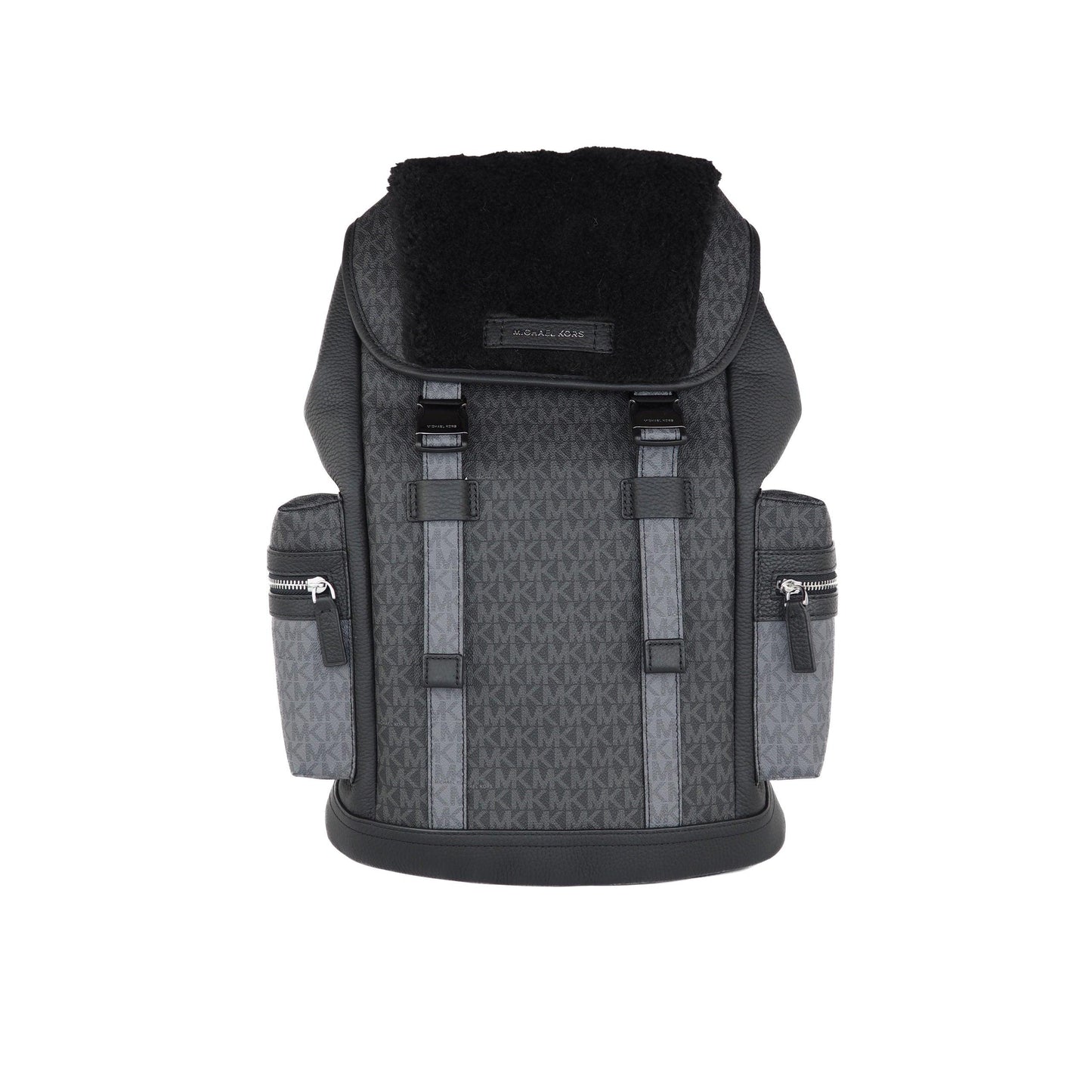 Cooper Large Signature PVC and Faux Fur Flap Backpack Bookbag (Black) - coffeewithmee2