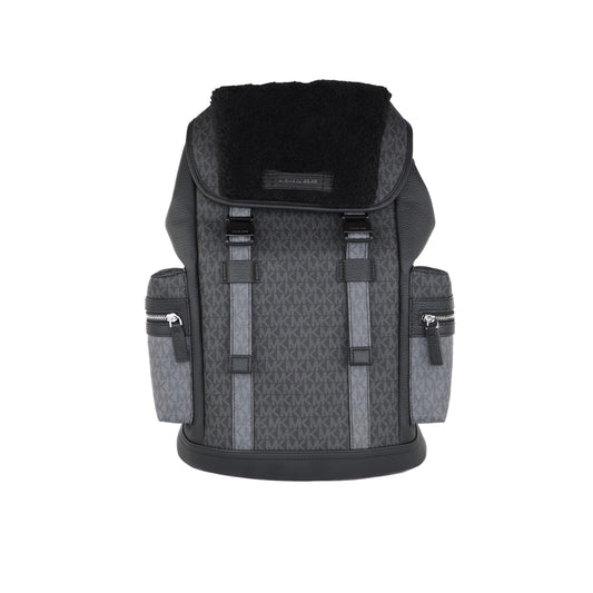 Cooper Large Signature PVC and Faux Fur Flap Backpack Bookbag (Black) - coffeewithmee2