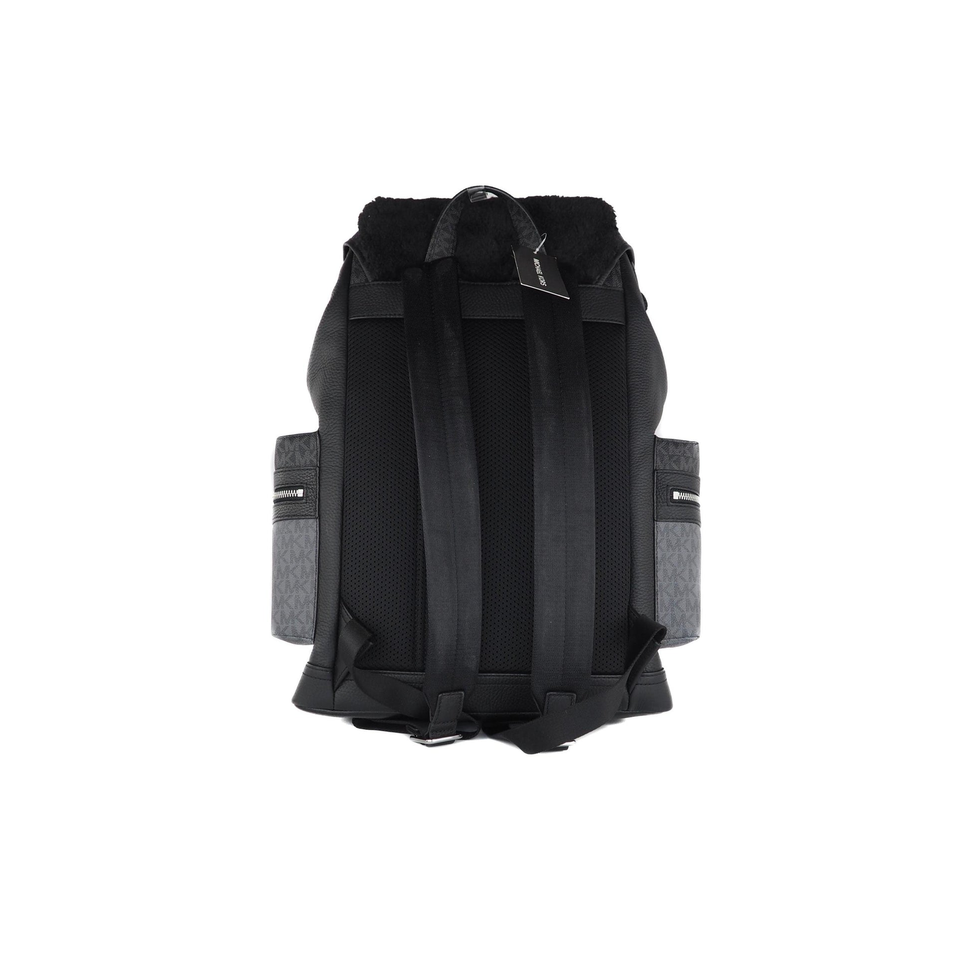 Cooper Large Signature PVC and Faux Fur Flap Backpack Bookbag (Black) - coffeewithmee2
