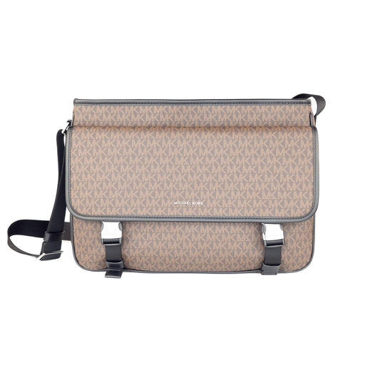 Cooper Large Signature PVC Utility Flap Messenger Crossbody Bag (Brown/Black) - coffeewithmee2