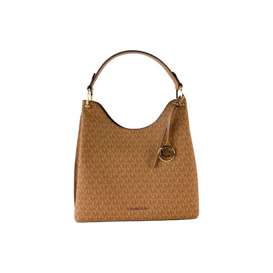 Joan Large Signature Leather Slouchy Shoulder Bag Handbag (Luggage Multi Signature) - coffeewithmee2