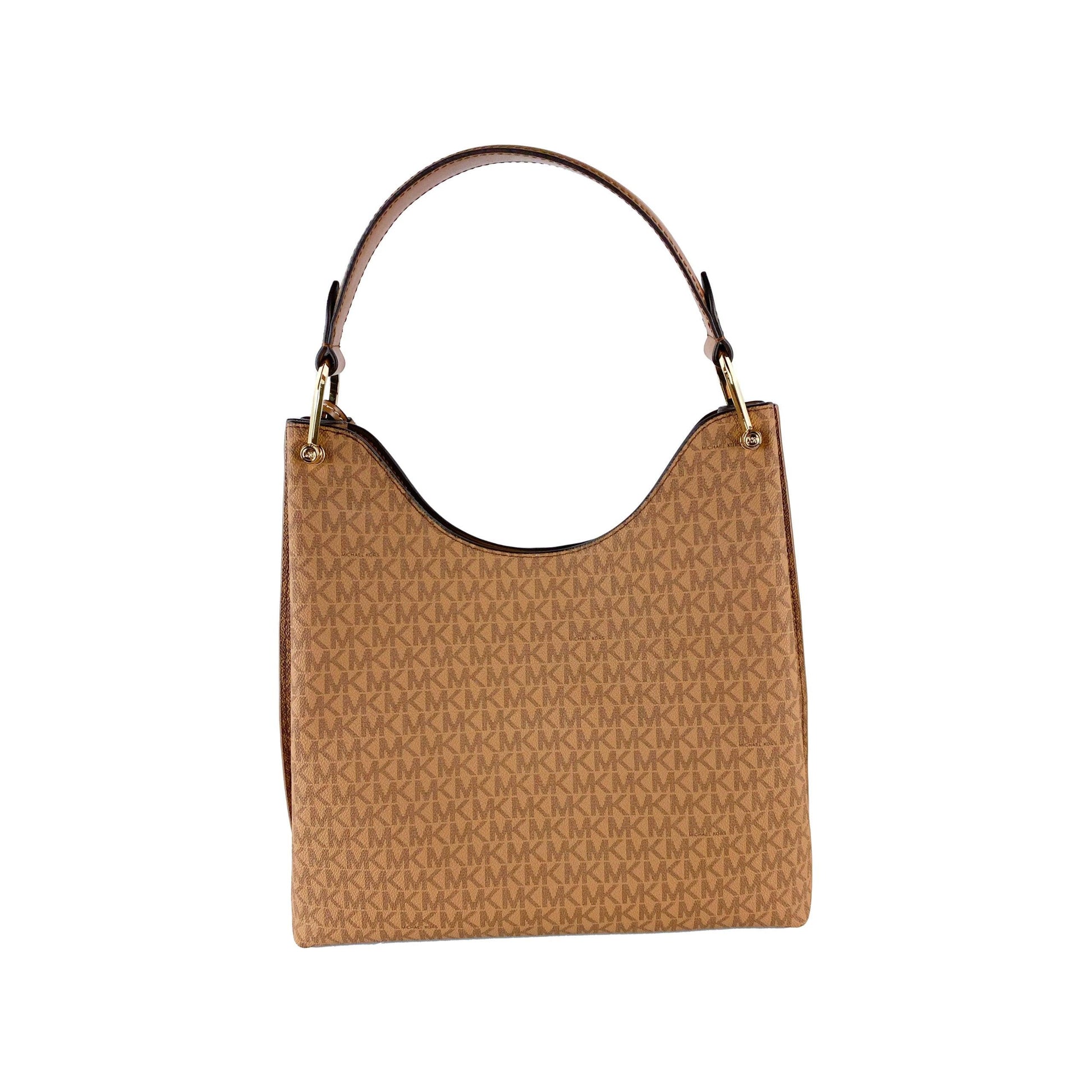 Joan Large Signature Leather Slouchy Shoulder Bag Handbag (Luggage Multi Signature) - coffeewithmee2