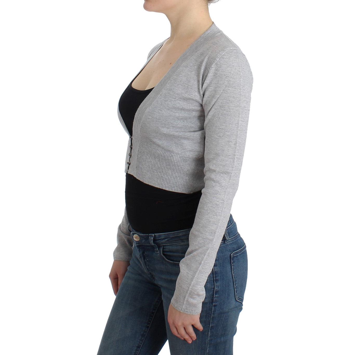 Gray cropped wool cardigan - coffeewithmee2