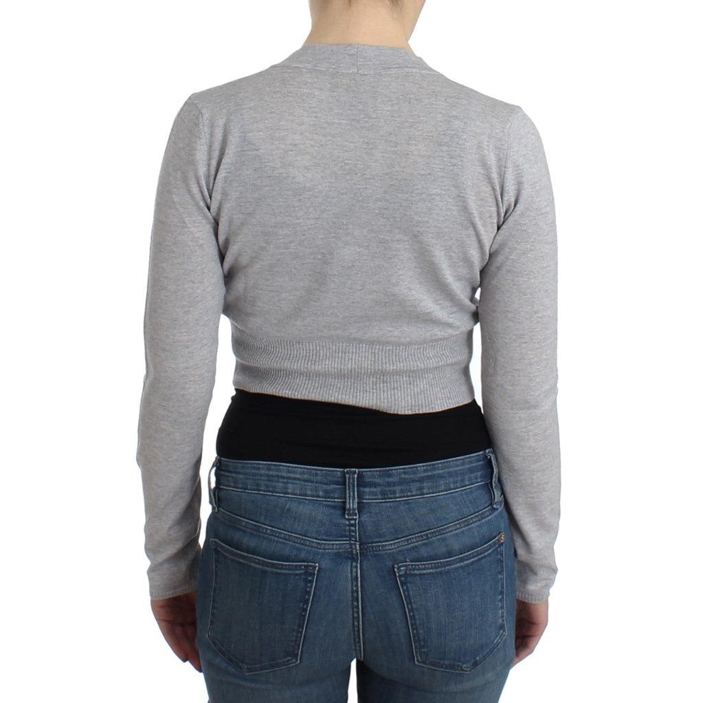 Gray cropped wool cardigan - coffeewithmee2