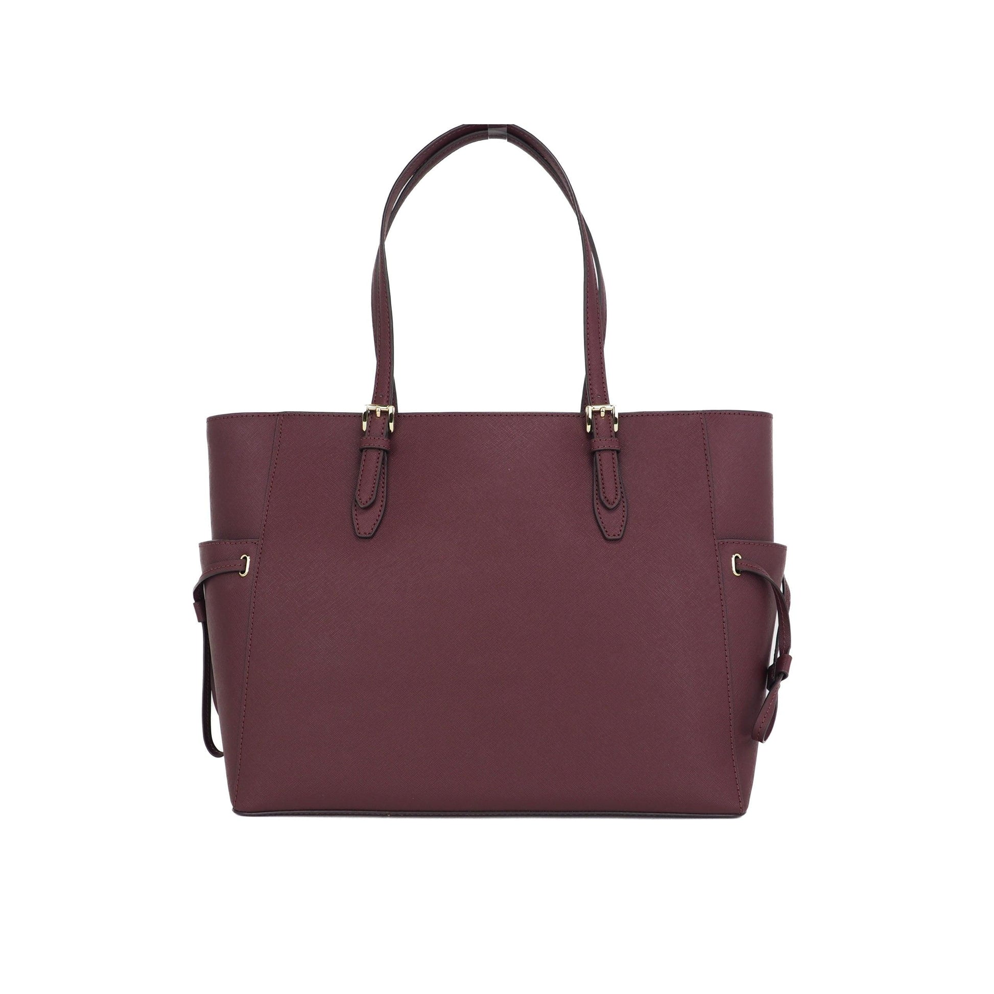 Gilly Large Leather Travel Drawstring Shoulder Tote Bag Handbag (Merlot) - coffeewithmee2
