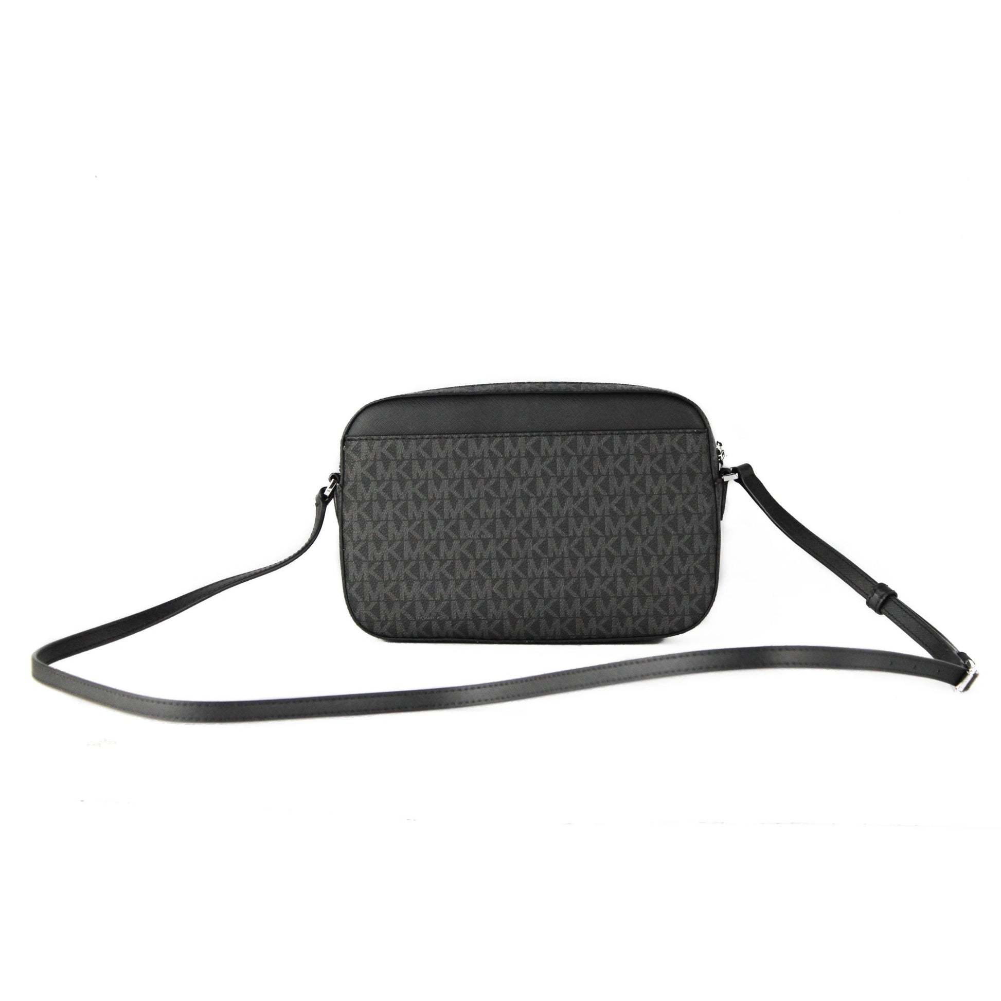 Jet Set Item Large East West Signature Leather Zip Chain Crossbody Handbag (Black PVC/Black) - coffeewithmee2