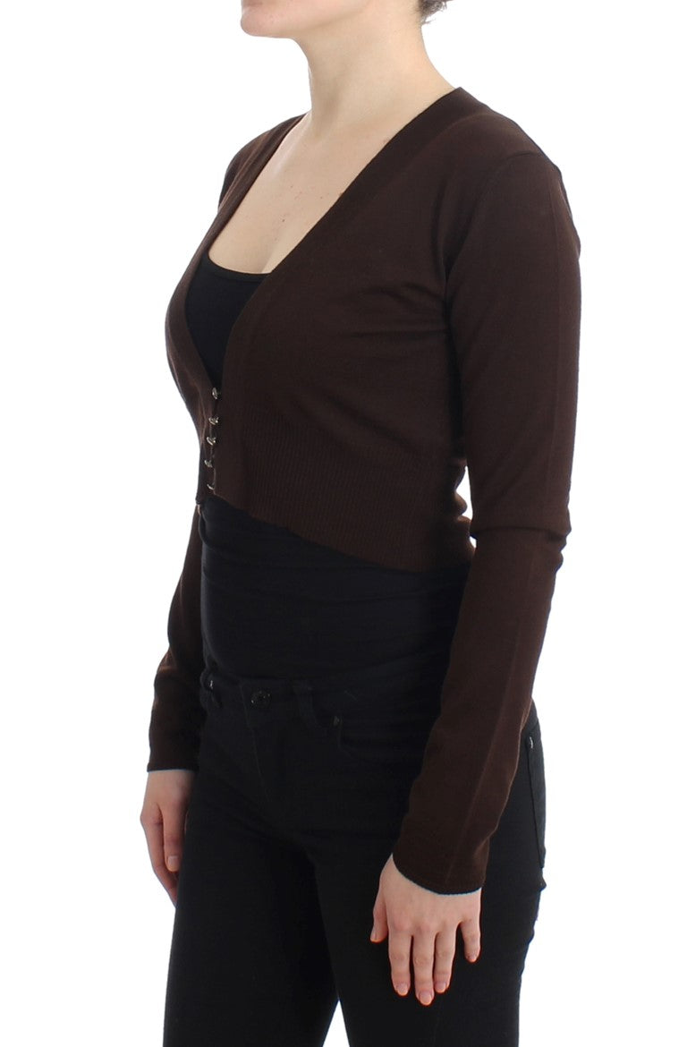 Brown cropped wool cardigan - coffeewithmee2