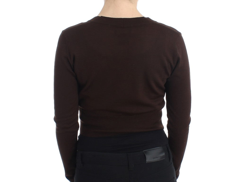 Brown cropped wool cardigan - coffeewithmee2