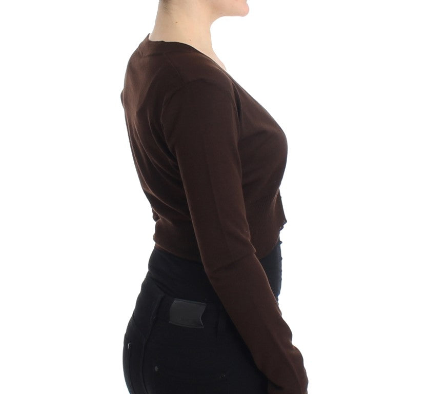 Brown cropped wool cardigan - coffeewithmee2