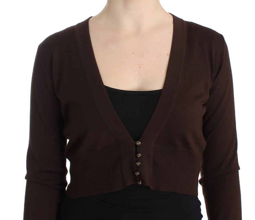 Brown cropped wool cardigan - coffeewithmee2