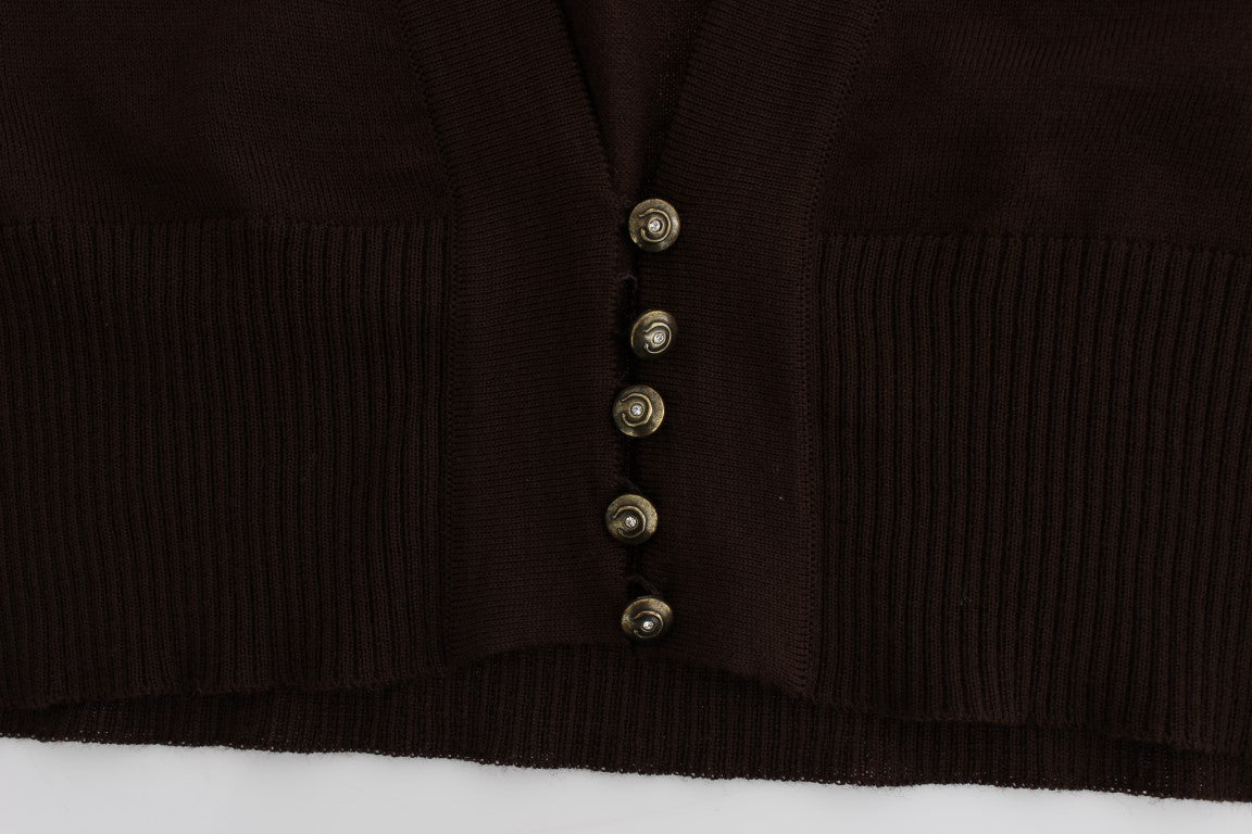 Brown cropped wool cardigan - coffeewithmee2