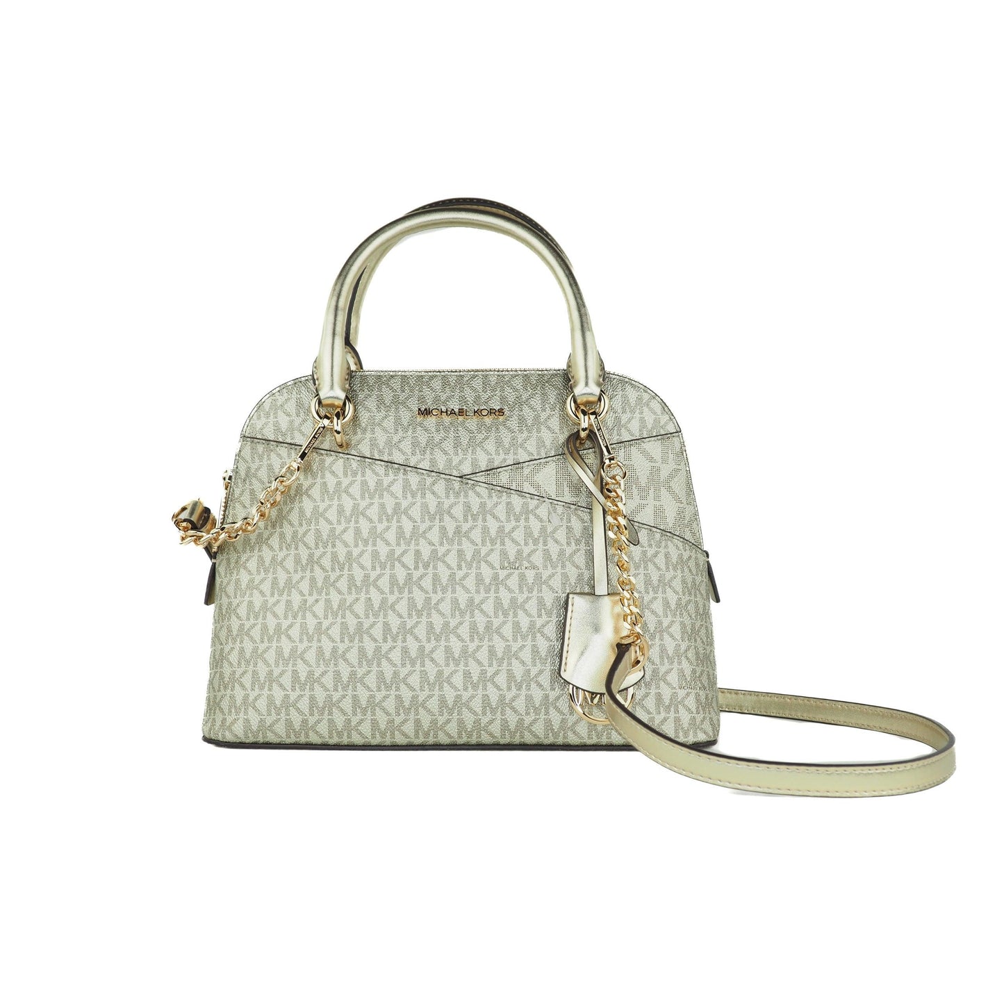 Jet Set Travel Medium Signature PVC Dome X Cross Satchel Handbag (Pale Gold) - coffeewithmee2