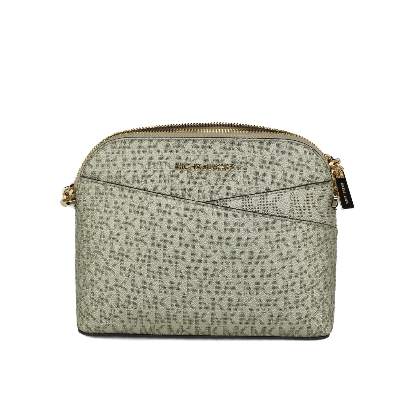 Jet Set Travel Medium Leather X Cross Dome Crossbody Handbag (Pale Gold Signature/Gold) - coffeewithmee2