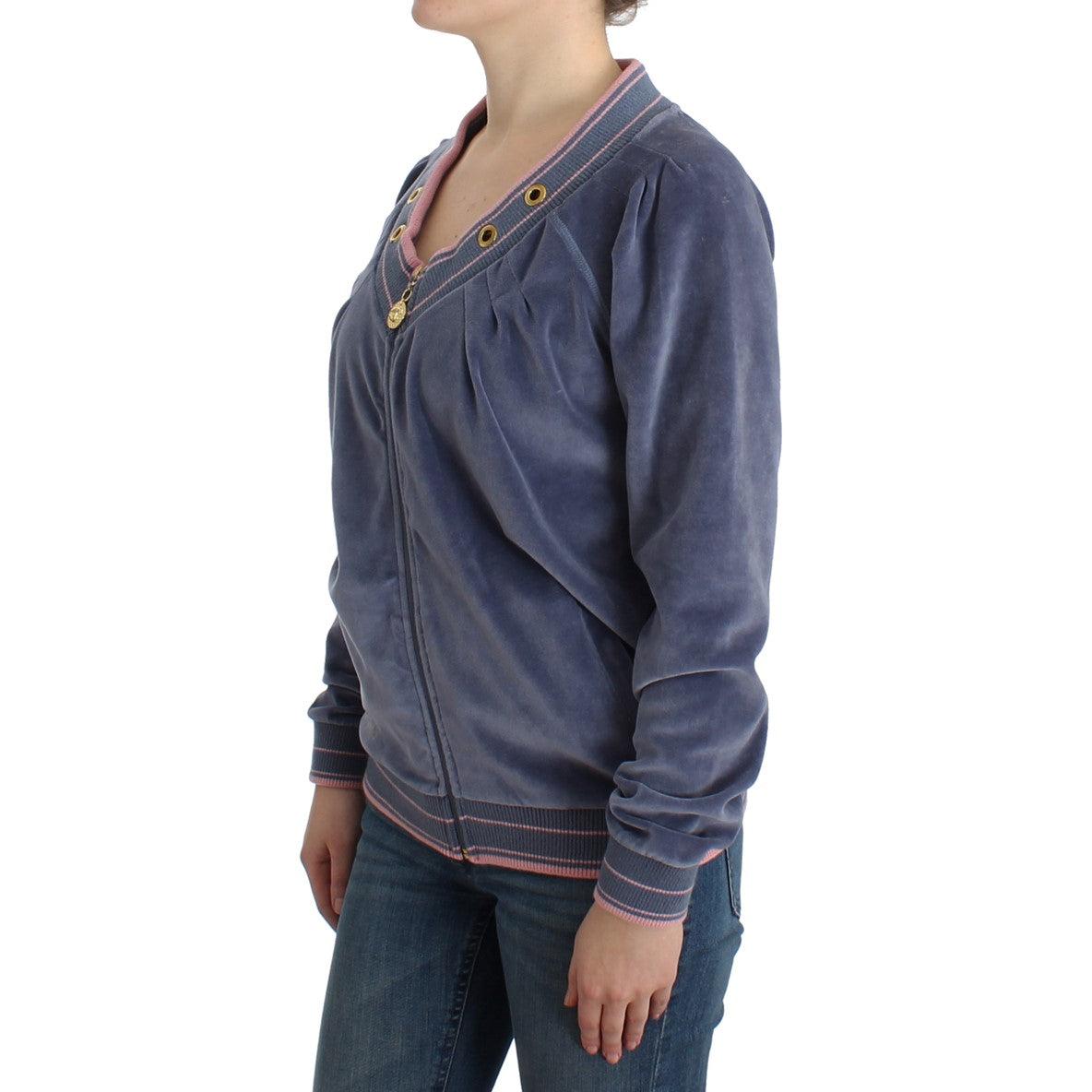 Blue velvet zipup sweater - coffeewithmee2