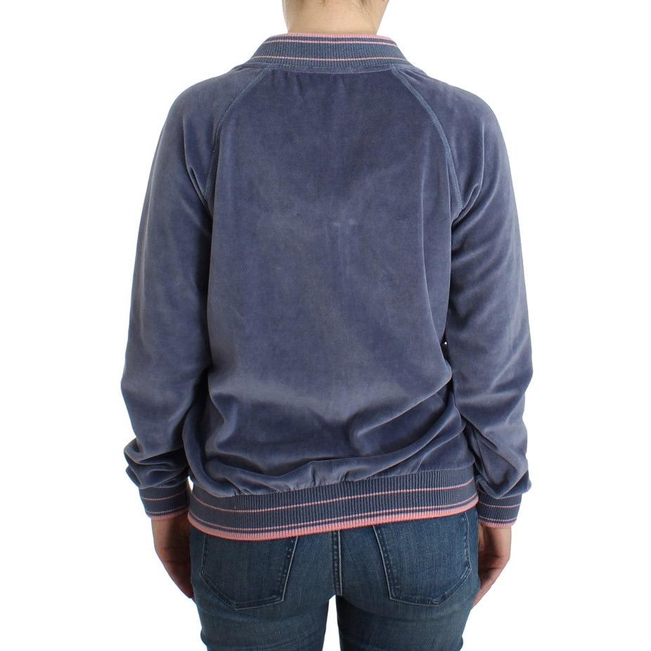 Blue velvet zipup sweater - coffeewithmee2