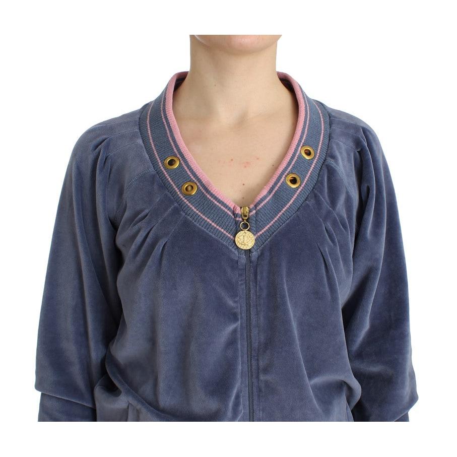 Blue velvet zipup sweater - coffeewithmee2