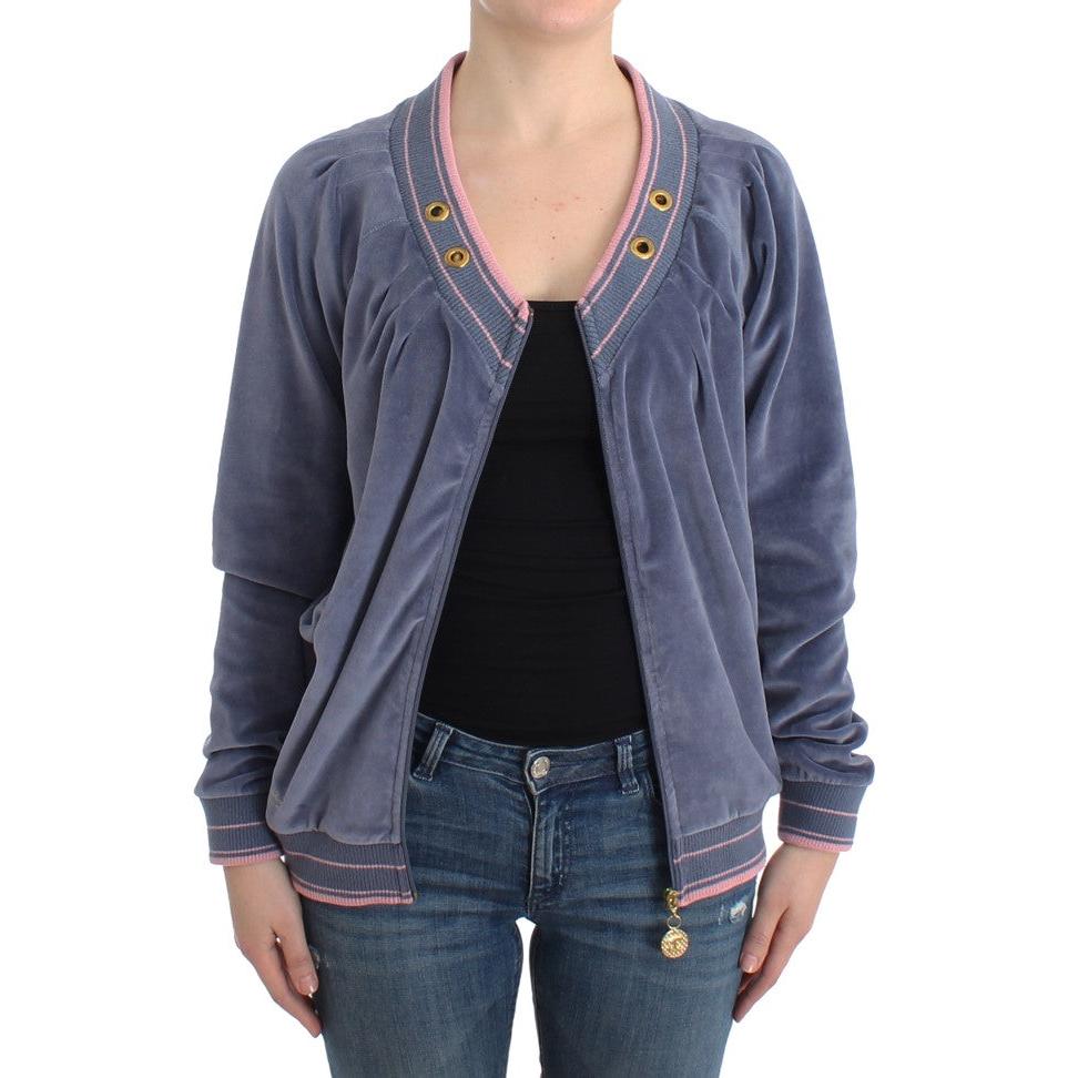 Blue velvet zipup sweater - coffeewithmee2