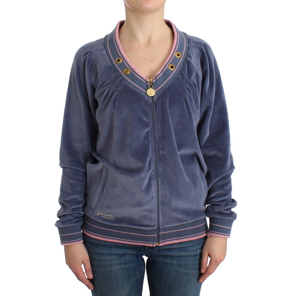 Blue velvet zipup sweater - coffeewithmee2