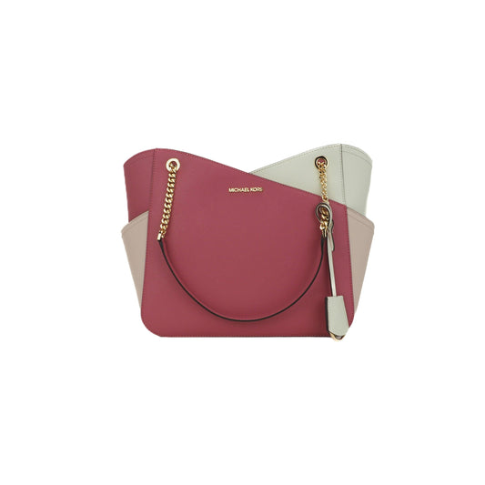 Jet Set Leather Large X Cross Chain Shoulder Tote Bag (Rosewood Multi) - coffeewithmee2