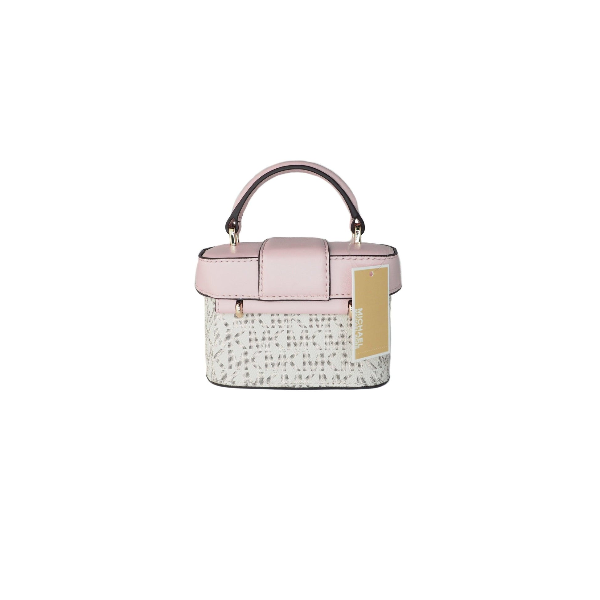 Rose Mini Signature PVC Leather Trunk Crossbody Handbag (Vanilla/Powder Blush) - coffeewithmee2