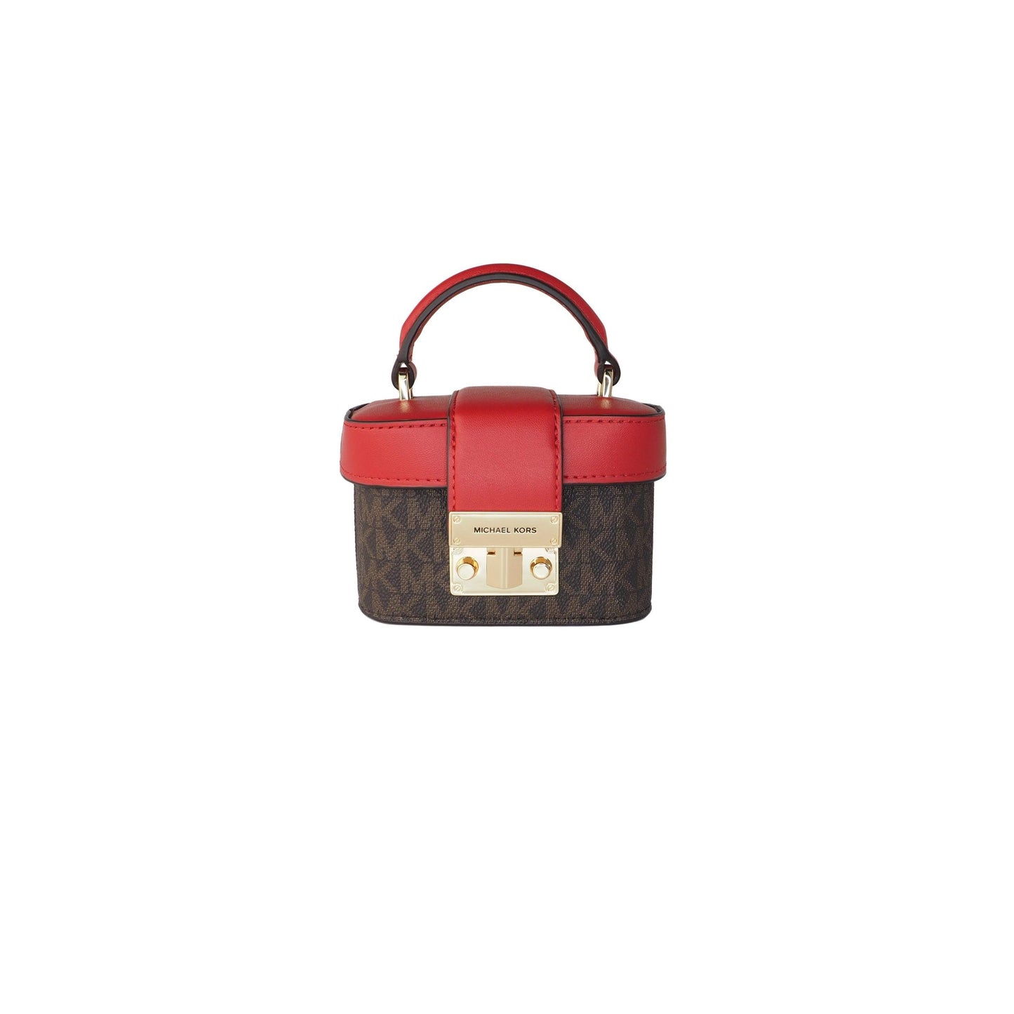 Rose Mini Signature PVC Leather Trunk Crossbody Handbag (Brown/Flame) - coffeewithmee2