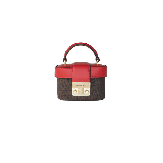 Rose Mini Signature PVC Leather Trunk Crossbody Handbag (Brown/Flame) - coffeewithmee2