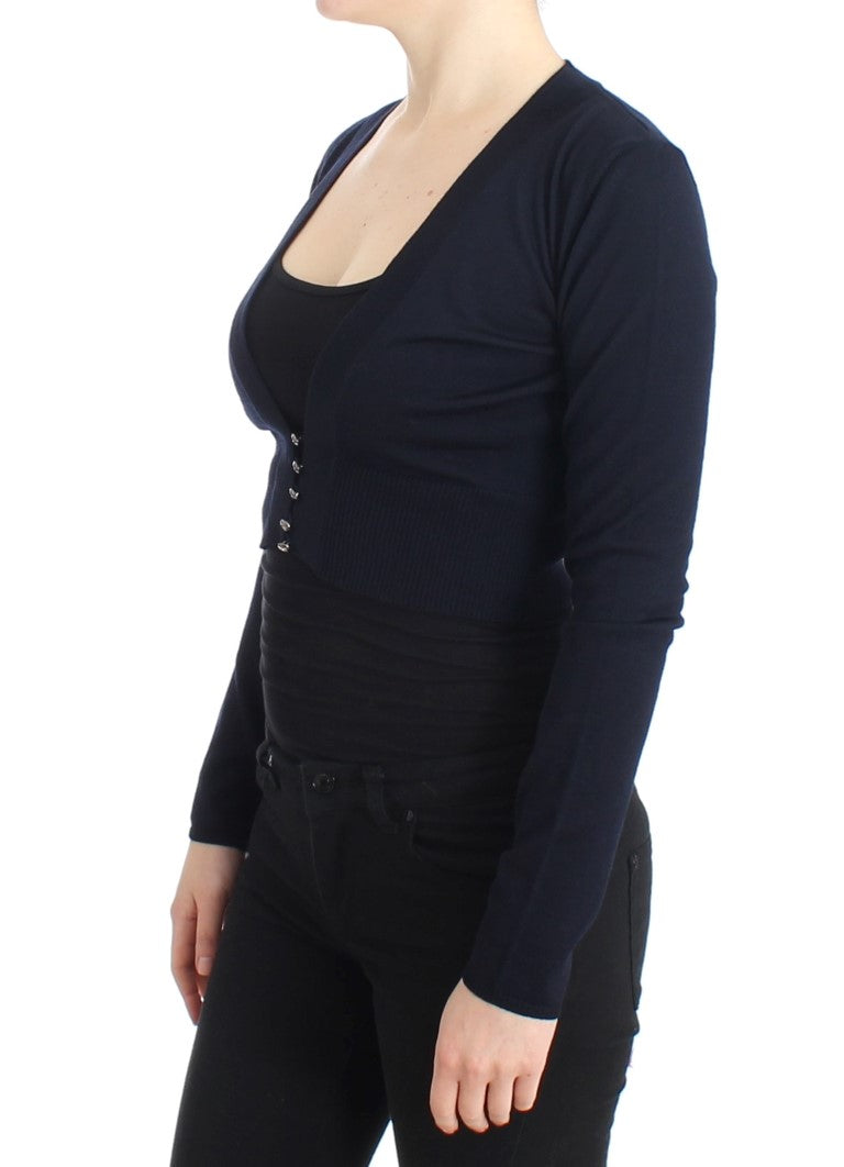 Blue cropped wool cardigan - coffeewithmee2