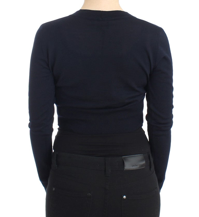 Blue cropped wool cardigan - coffeewithmee2