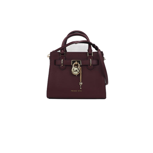 Hamilton Small Grained Leather Satchel Crossbody Bag Handbag (Merlot Solid) - coffeewithmee2