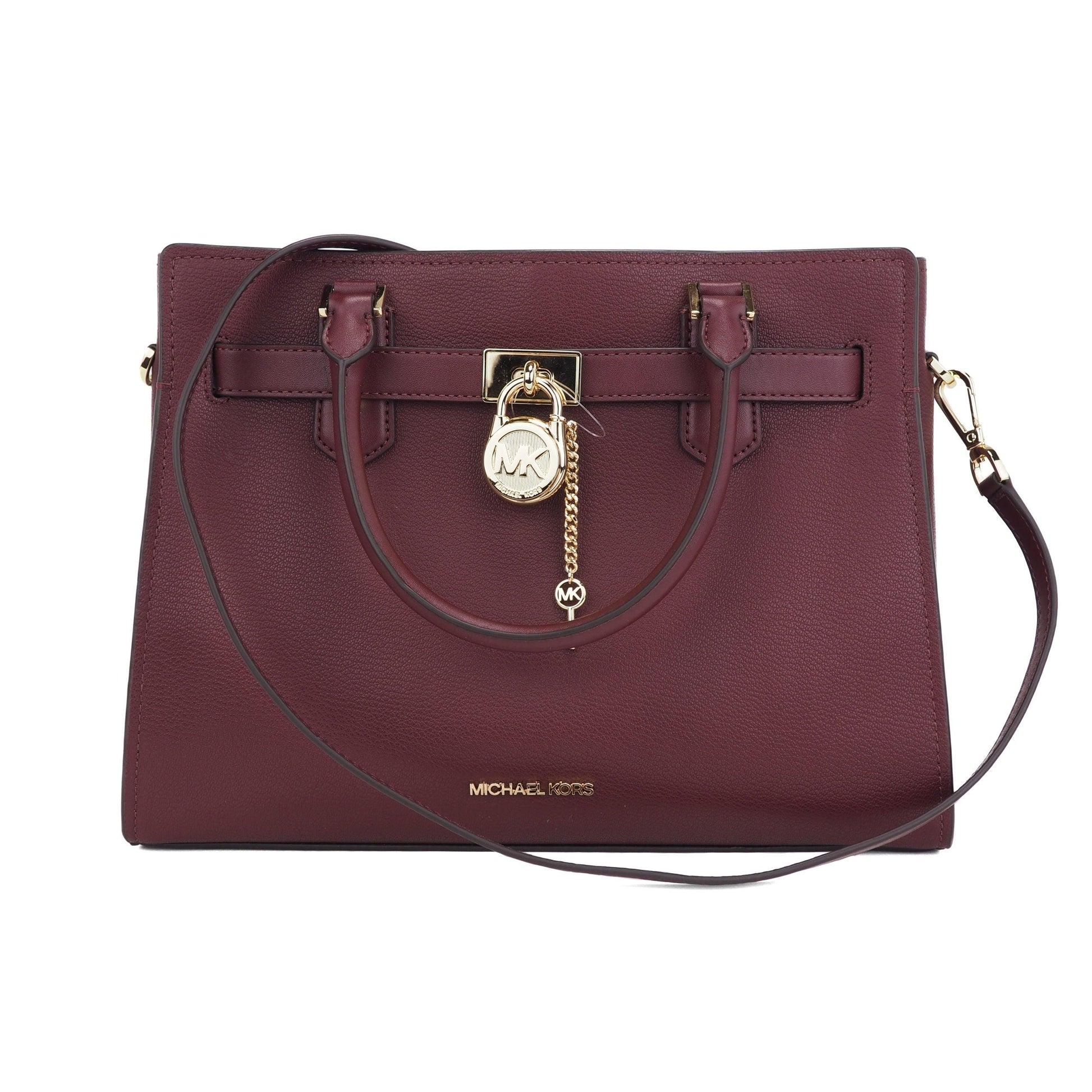 Hamilton Medium Leather Satchel Crossbody Handbag (Merlot) - coffeewithmee2