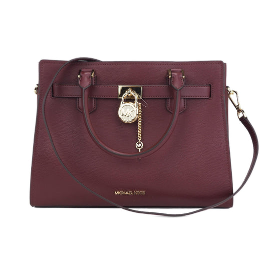 Hamilton Medium Leather Satchel Crossbody Handbag (Merlot) - coffeewithmee2