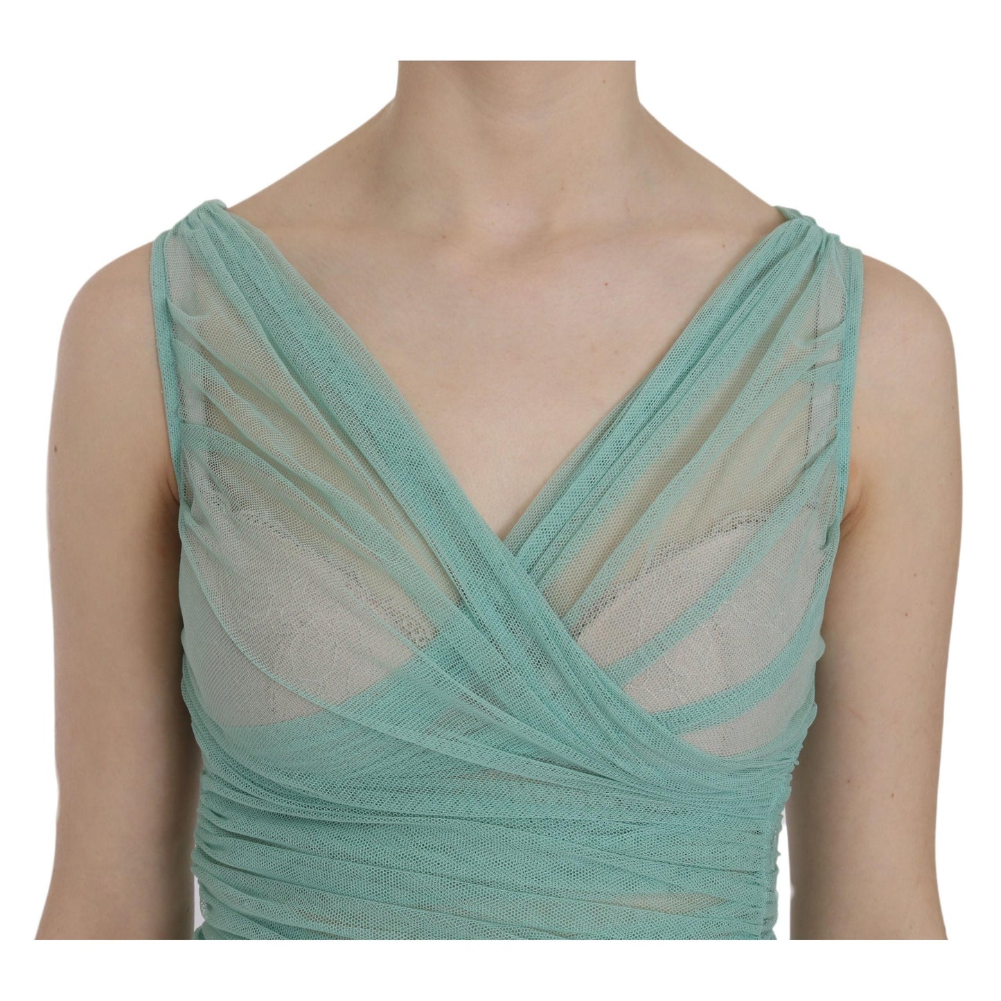 Green Cotton Stretch Mesh Tank Top