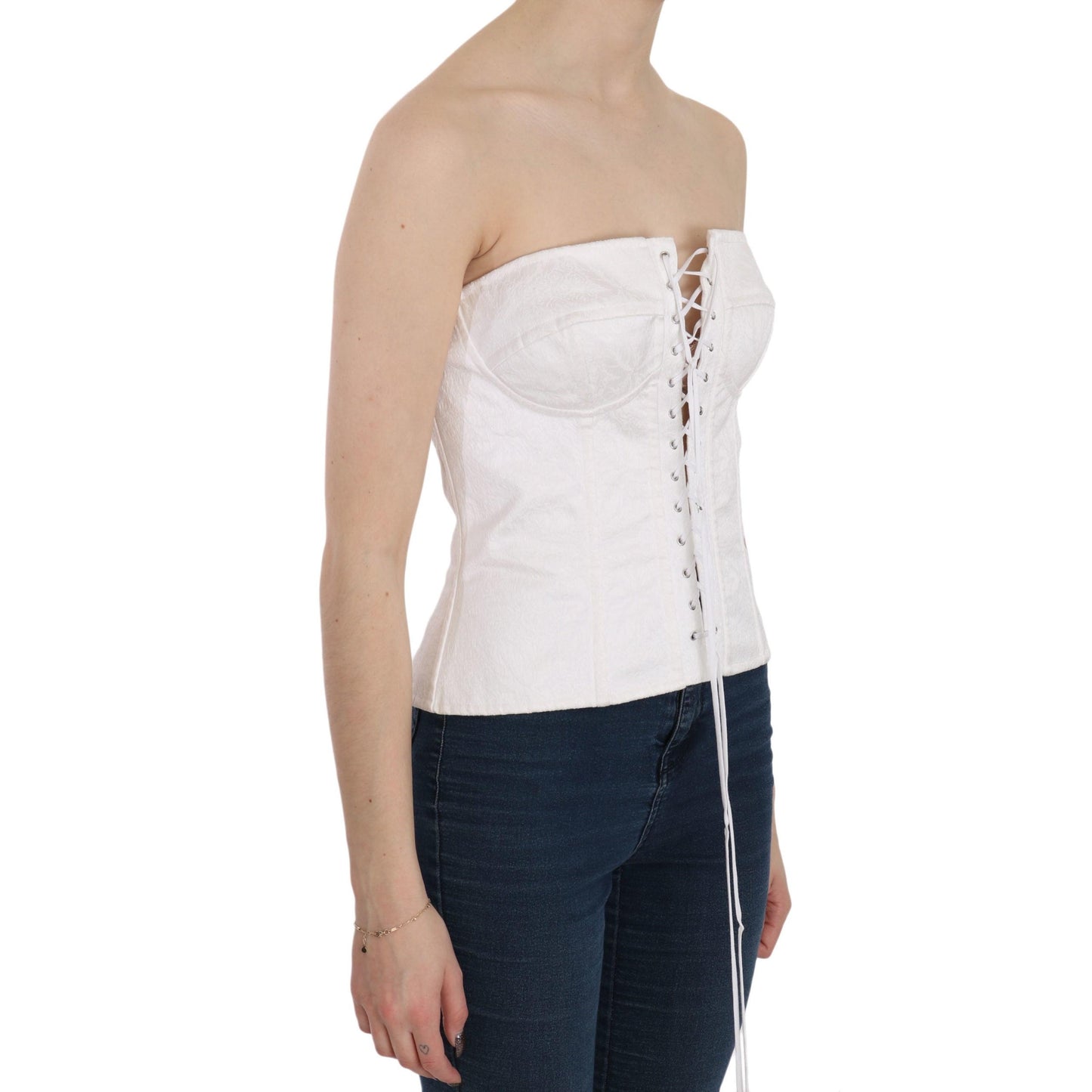 White PALERMO Cotton Bustier Top Corset