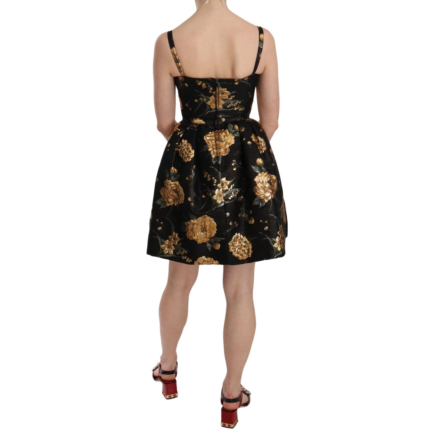 Gold Metallic Jacquard Crystal Dress