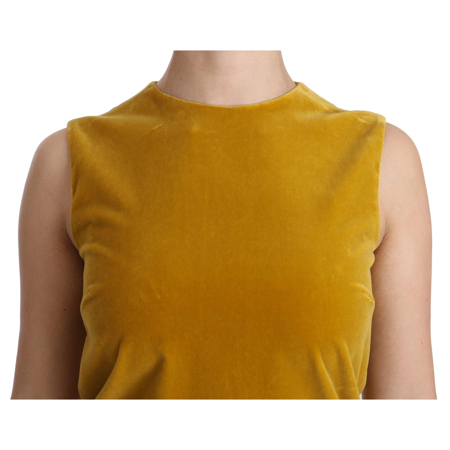 Mustard Velvet Stretch Shift Mini Dress