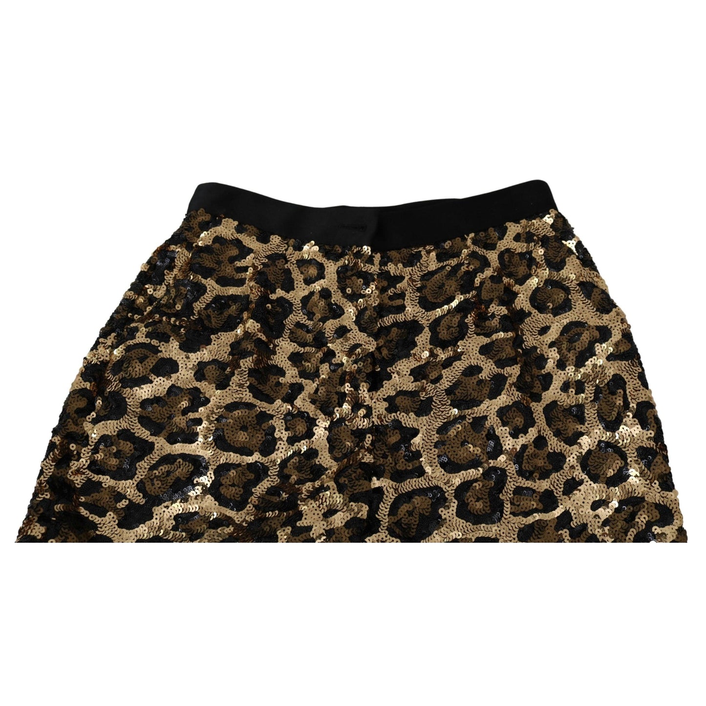 Gold Brown Leopard Sequined High Waist Pants