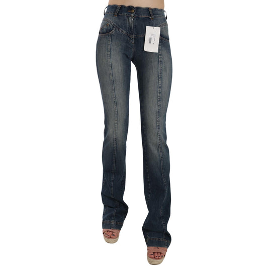 Blue  Denim Regular Stretch Bootcut Flared Pants - coffeewithmee2