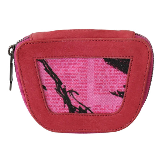 Pink Suede Printed Coin Holder Women Fabric Zippered Purse - coffeewithmee2