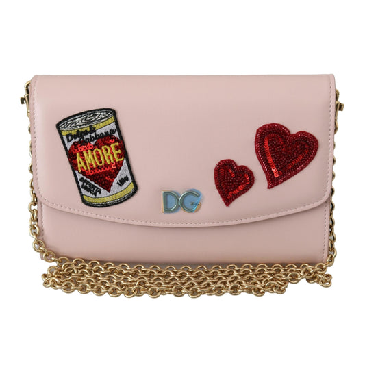 Pink Amore Patch Shoulder Wallet Borse Leather Bag - coffeewithmee2