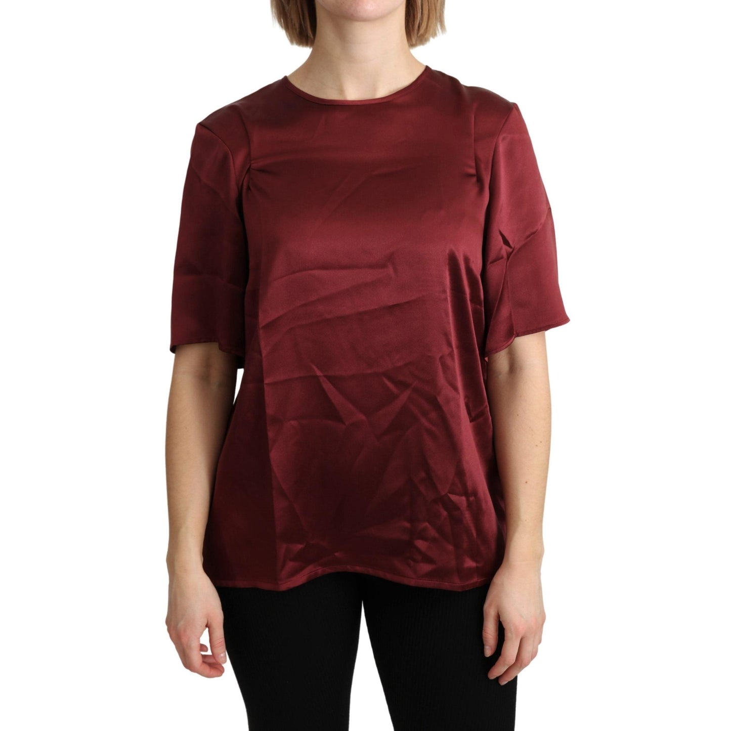 Bordeaux Roundneck Blouse Silk Top