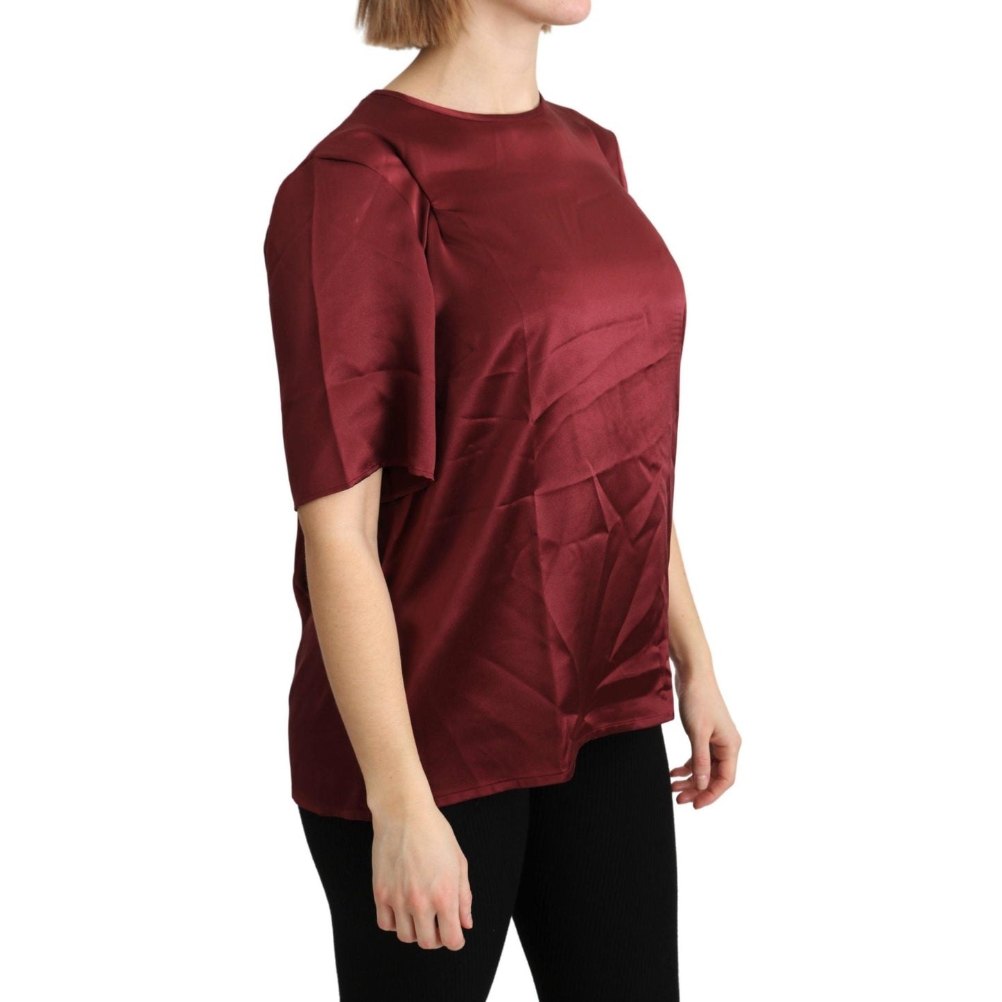 Bordeaux Roundneck Blouse Silk Top