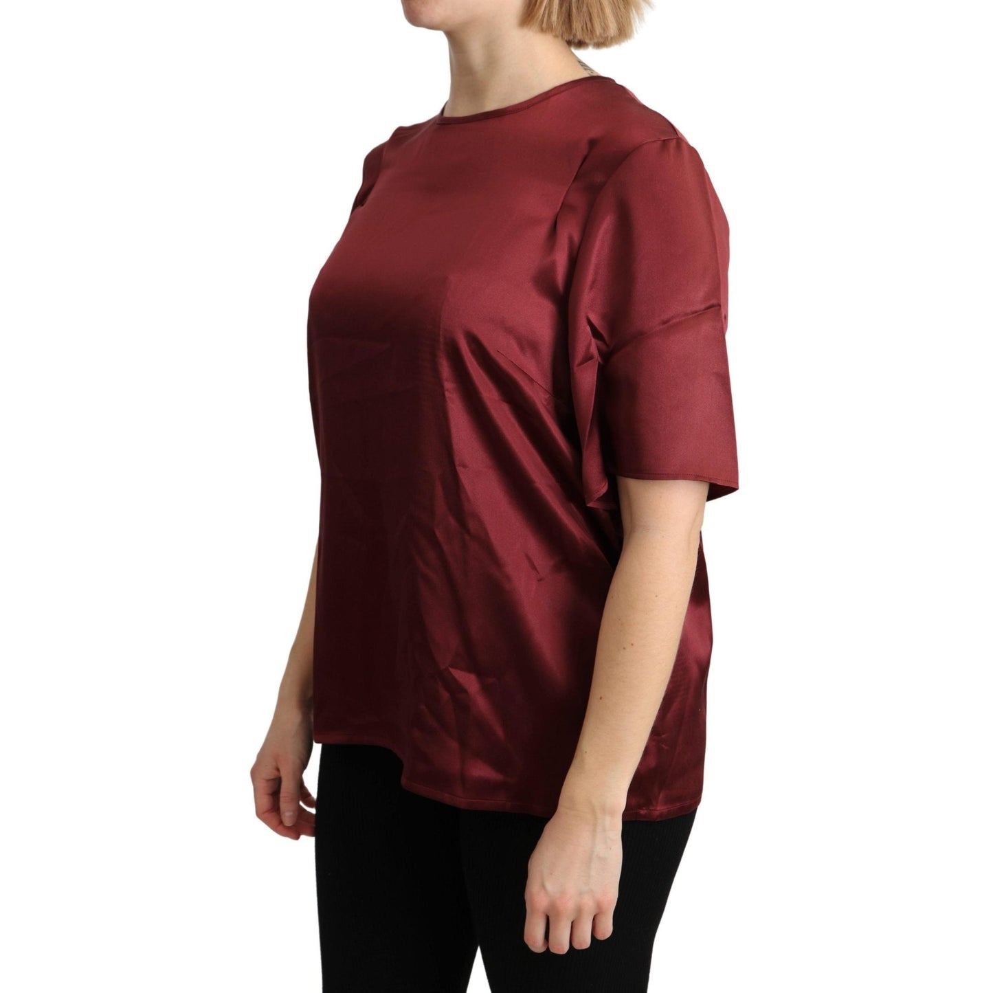 Bordeaux Roundneck Blouse Silk Top