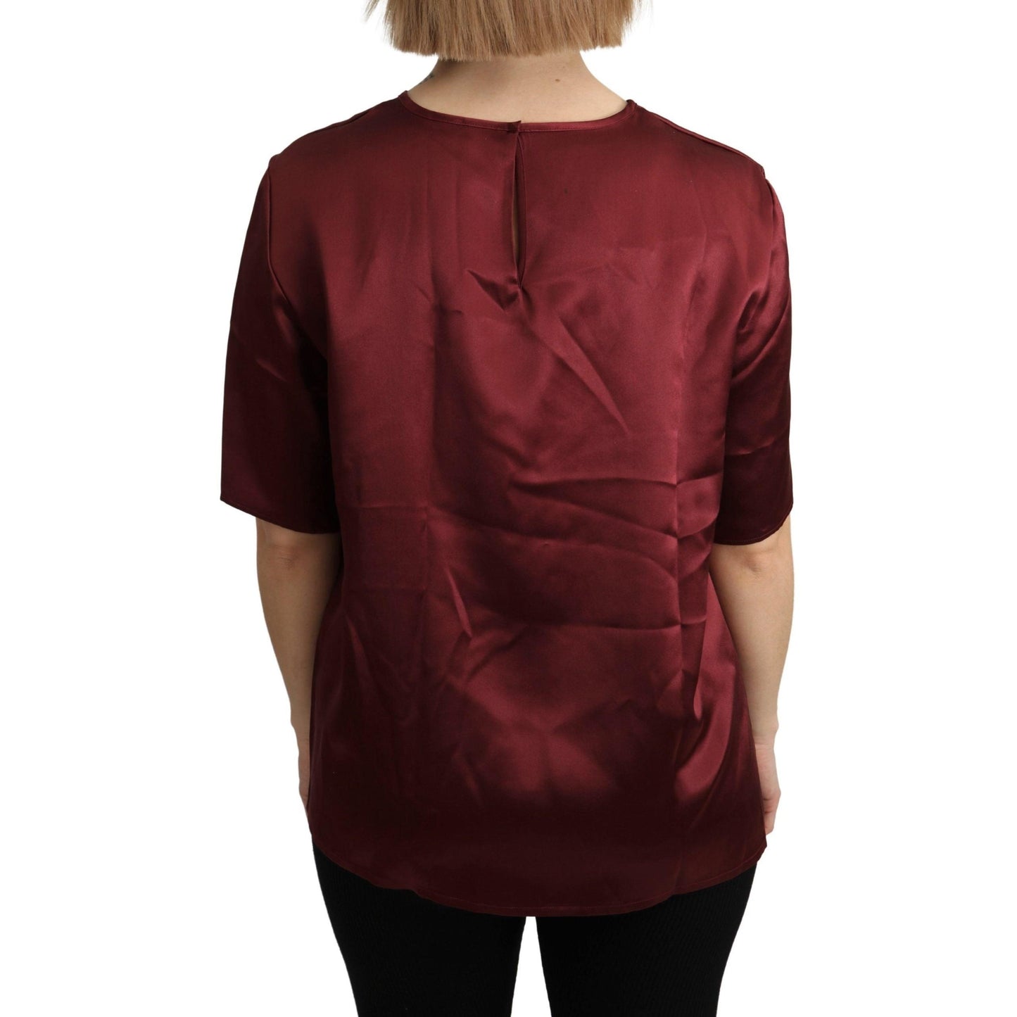 Bordeaux Roundneck Blouse Silk Top