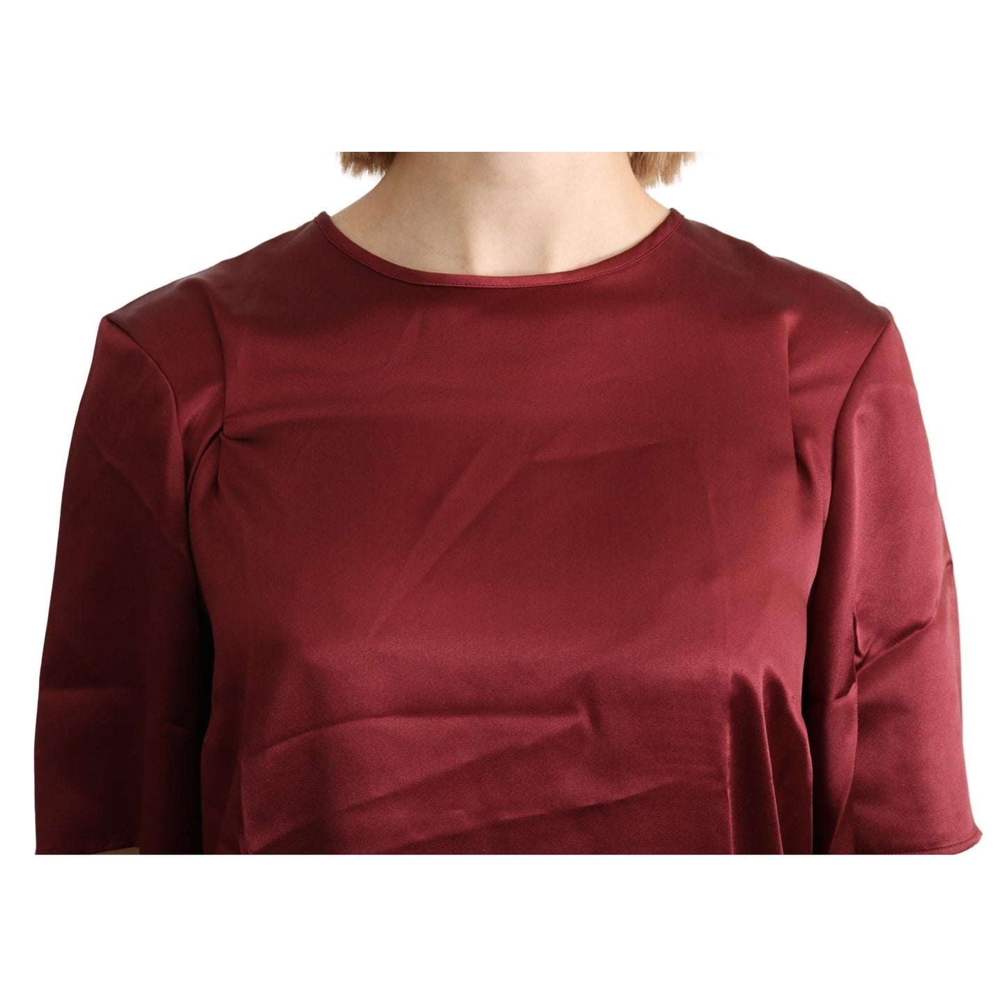 Bordeaux Roundneck Blouse Silk Top