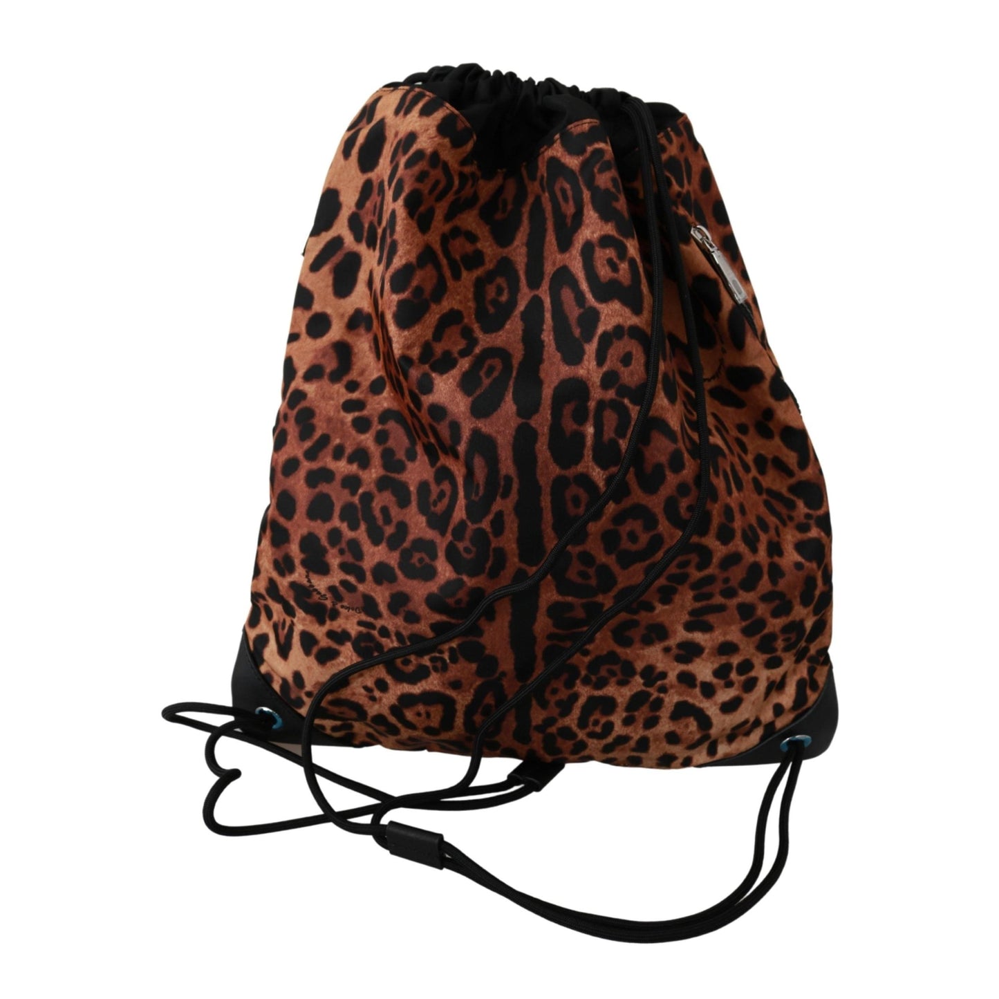 Brown Leopard Drawstring Napsack Nylon Backpack - coffeewithmee2